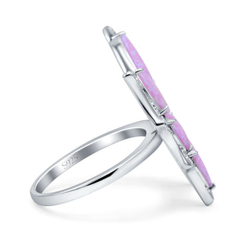 Butterfly Petite Dainty Thumb Ring Lab Created Pink Opal Statement Fashion Ring 925 Sterling Silver